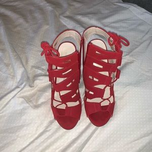 Rock & Republic red lace up heels